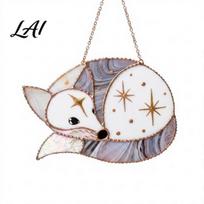 Animal Light Catcher Fairy Mouse Suncatcher Stained Glass Style Acrylic Window Hanging Ornament Woodland Fantasy Colorful Shadow Display for C