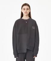 Moz Moz Reverse Asymmetrical Cut Terry Heavy Brushed Sweatshirt Charcoal 2