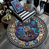 Cat Kingdom Mandala Round Football Size 5 Adult Ball Suitable for Training Matches and Outdoor Team. 80cm x 80cm
