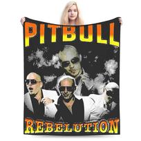 Pitbull Mr.Worldwide Flannel Blanket Warm Soft Throw Blanket for Couch Chair Airplane Travel Print Bedspread Sofa Bed Cover Size: 75*100cm, Weight: 230 GSM