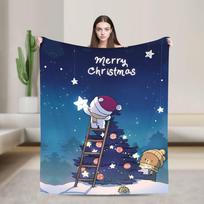 Bubu Dudu Merry Christmas Soft Blanket Camping Plush Bedding Throws Fluffy Couch Chair Flannel Bedspread Sofa Bed Cover Size: 75*100cm, Weight: 230 GSM