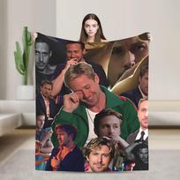Ryan Gosling Collage Blanket Adults Girls Flannel Throw Blanket For Home Decor Soft Comfy Custom Quality Bedspread Gift Idea Size: 75*100cm, Weight: 230 GSM