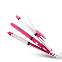 Concepta 3 in 1 Hair Straightener, Curler and Crimping - Ceramic 3 in 1 Hair Styler Tool for Smooth, Curled & Textured Hair (White & Pink)
