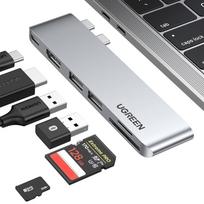 Rozdzielacz portów hub macbook air pro 2x usb-c hdmi 2x usb 3.0 sd tf pd szary