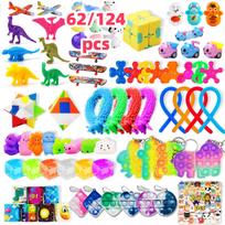62/124 Pcs Party Favors for Kids, Fidget Toys Bulk, Birthday Gifts Toys, Stocking Stuffers, Prize Treasure Box Toys
