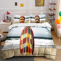 Colorful surfboard on beach. Bedding sets Duvet cover sets Duvet covers Pillowcases(1*Duvet Cover 2*Pillowcases without duvet insert) 135x200cm