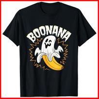 Boonana Cute Ghost Banana Halloween Costume Black Cotton T-Shirt S-5XL M