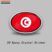 3D Epoxy Tunisia Flag National Emblem Dome Car Sticker Car Bumper Window Motorcycle Phone Trolley Case Vinyl Laptop Decal diameter 5cm raudona