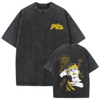 Washed Vintage Anime Jojo's Bizarre Adventure Rohan Kishibe Graphic T Shirt Men Women Manga Fashion Trend Short Sleeve T-shirts S įvairiaspalvis