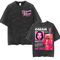Rapper Omar Courtz Primera Musa World Tour T Shirts Men Women Fashion Gothic Hip Hop T-shirt Vintage Washed Short Sleeve T-shirt S įvairiaspalvis