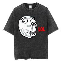 Funny LOL Troll Face Washed T Shirt Viral Internet Hilarious Retro Meme Tee Shirt Men Women Harajuku Y2k Loose Oversized Tshirts S įvairiaspalvis