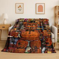 Classic F-FNAF Horror Game Freddy Flannel Blanket Soft Warm Throw Blanket for Bedroom Living Room Bed Travel Camping Picnic Size: 75*100cm, Weight: 230 GSM
