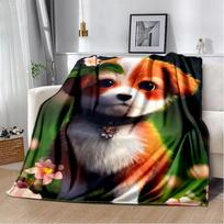 Cute Dog Cartoon Husky, Samoye, Chihuahua, Koki Pomeranian Blanket,Soft Throw Blanket for Home Bedroom Sofa Cover Blanket Kids Size: 75*100cm, Weight: 230 GSM