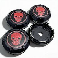 4pcs Skull Logo Emblem Car Wheel Center Caps 66MM Clips 62MM Rim Hubcaps Dust Cover Hub Wheels Cap Replacement Car Accessories (as the picture,Skull Badge)