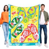 Tropical Flip Flops Beach Blanket Soft Cozy Throw Lightweight Summer Decor Perfect for Pool Parties and Outdoor Picnics Ideal Gi Size: 75*100cm, Weight: 230 GSM