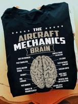 Aircraft Mechanic Brain T-Shirt: Funny Aviation Pilot Gift 4XL