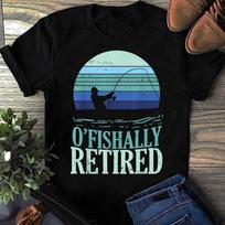 Ofishally Retired Fishing Retro Retirement- Fishing Shirt, Fathers Day Gift, Gift for him, Grandpa Shirt, Funny Fishing Shirt, Fishing Gifts M