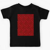 Abstract Red & Black Wavy Fractal Blocks Kids T-Shirt 130