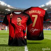 2026 Summer Football Match Ronaldo Fan Jersey Cheer T Shirt Game Watching Essential Tops Unisex Adult Kids Full Sizes M