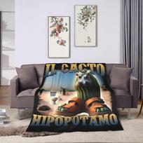 Italian Brainrot Cappuccino Assassino Funny Blanket Fleece Summer Portable Warm Throw Blankets for Bedding Office Bedspread Size: 75*100cm, Weight: 230 GSM