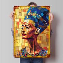 Queen Nefertiti Mosaic Tin Plaque Poster Customized Wall Art Retro Vintage Metal Signs for Man Cave Mancave Decoration Room Home 20X30CM