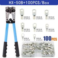 Cable Lug Crimping Tool HX-50B Pliers AWG 10-0 Tube Terminal Crimper Soft Grip Handle High Carbon Steel Multitool YEFYM HX-50B+100H