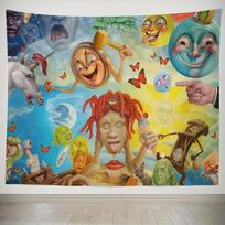 Trippie Redd Life's a Trip Tapestry Psychedelic Wall Hanging for Bedroom Dorm Living Room Decor Rapper Fan Art Poster 100X70CM