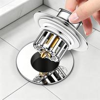 Anti-Clog Brass Pop-Up Drain Stopper Universal Bathroom Sink & Bathtub Hair Filter Strainer (Silver,Brass) sidabras