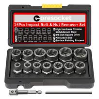 14Pcs Damaged Bolt & Nut Extractor Set, Heavy-Duty Impact Socket for Rusty Rounded Bolts, Auto Repair Tool