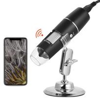 1000x didinimo USB skaitmeninis mikroskopas su stovo didintuvu su 8 LED šviesos didintuvu juoda/sidabras