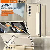 Su S Pen padengtu kickstand Armor dėklu, skirtu Samsung Galaxy Z Fold 4 360 viso ekrano apsauga, smūgiams atspariu telefono dangteliu Z Fold 3 5G For Galaxy Z Fold 4 auksas