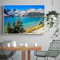 Sienų menas drobės atspaudai Pavasario ežero kalnai plakatas Miškas mėlynas dangus sala medis tapyba peizažas sienų paveikslai svetainei 21cm×30cm NoFrame