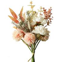 1 Bunch Artificial Flower Dandelion Peony Hybrid Bouquet Fake Autumn Flower Wall DIY Home Wedding Christmas Party Decoration beige