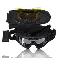 Tactical Airsoft Eyes Protector nuo rasojimo akinių rinkinys su 3 lęšiais juoda