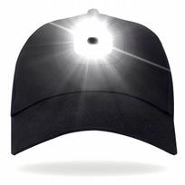 Kepurė su LED žibintu, USB, juoda, BASEBALL CAP ATHLETE ANGLER