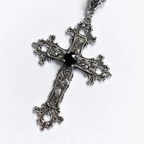 Y2K Punk Crystal Big Cross pakabukai kaklo papuošalai moterims. gray