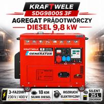 Dyzelinis generatorius 9,8 kW, tylus, su DT išmetimo vamzdžiu