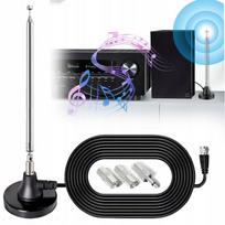 Teleskopinė radijo antena FM/DAB su 3 adapteriais, iki 75 omų