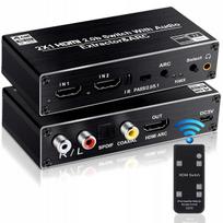 HDMI jungiklis 2.0 2x1 su ARC, SPDIF, garso išskyrimu, 4K