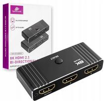 HDMI skirstytuvas 2.1, 2 į 1 / 1 į 2, 8K, su nuotolinio valdymo pultu