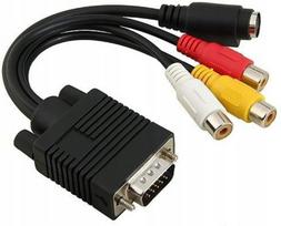 VGA į RCA ir S-Video AV adapterio laidas kompiuteriui