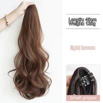 Synthetic Long Curly Hair Band With Grab Clip Ponytail Wig Curly Hair False Ponytail Fluffy Hair Can Be Braided 18inches šviesiai ruda spalva