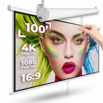 Lubinis projektoriaus ekranas 100" 16:9, ritinys, FULL HD, 4K, su fiksacija