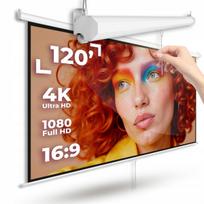 Pusiau automatinis projekcinis ekranas, 120 colių, tvirtinamas prie sienos arba lubų