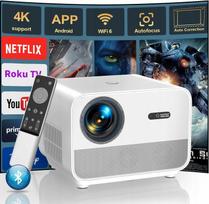 LED projektorius FHD 4K su WiFi, Bluetooth, AutoFocus, YouTube, Netflix, nuotolinio valdymo pultu
