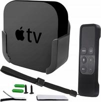 Sieninis laikiklis Apple TV 4K, 4 kartos, su nuotolinio valdymo pultelio dėklu, juodas