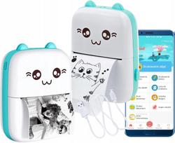 Mini spausdintuvas vaikams, mėlynas, Kitty C9, su terminiu fotopopieriumi