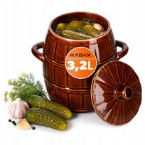 Akmens masės rauginių kopūstų ir agurkų statinė su dangčiu, 3,2 l