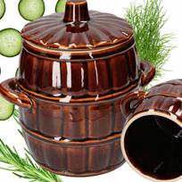 Akmens keramikos statinė su dangčiu, 3,2 l, rauginiams agurkams ir kopūstams