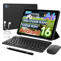 Planšetė 10" Android, 30GB+128GB, 8 branduolių, WiFi 6, su klaviatūra, juoda